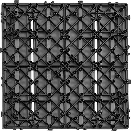 Samincom Deck Tiles Interlocking Wood-Plastic Composites Patio Pavers, Water Resistant Flooring Tiles Indoor Outdoor, 12"× 12", Pack of 22 (22 sq.ft), Dark Grey - Thumbnail 4