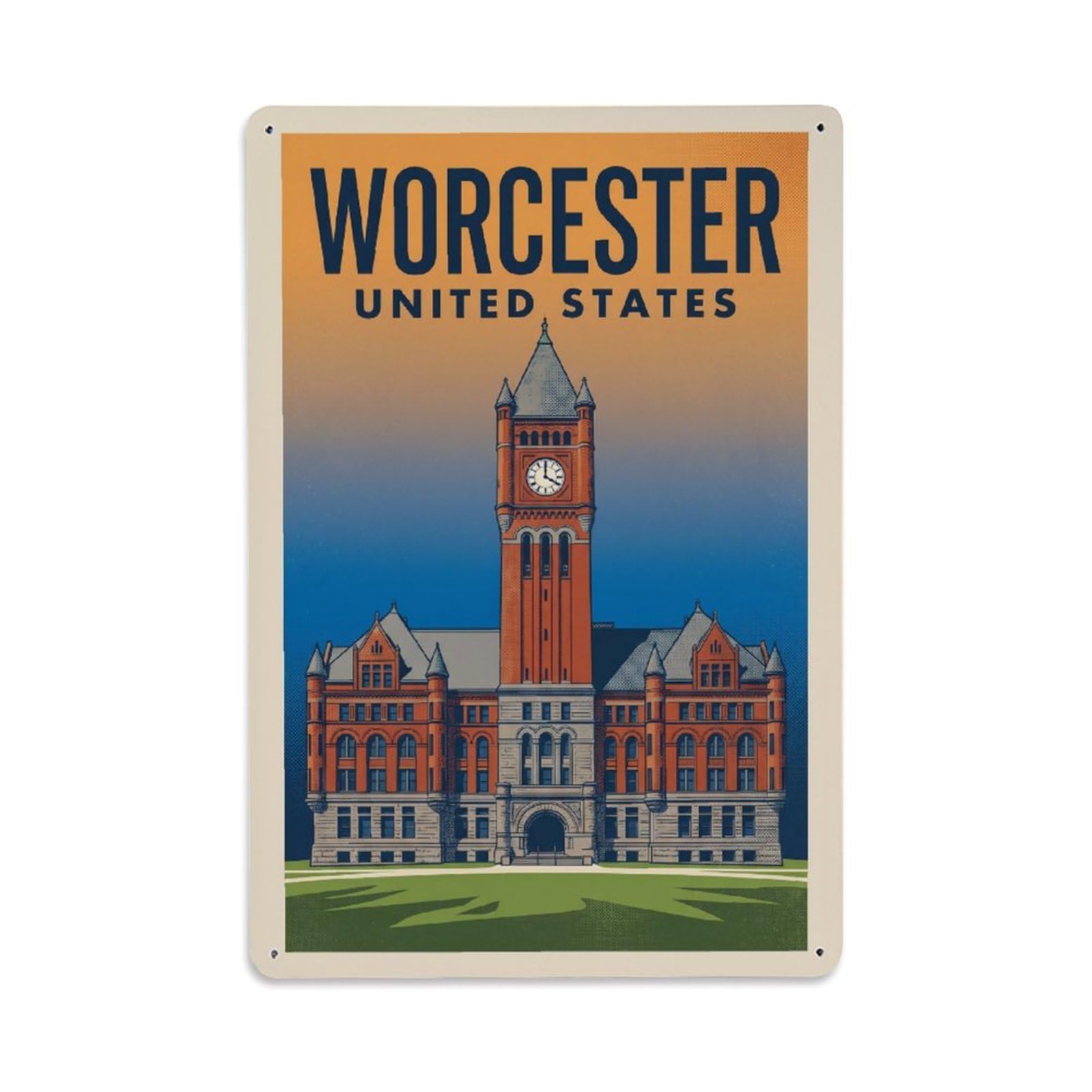 Xanthor Style Retro Travel Usa Worcester Metal Tin Sign