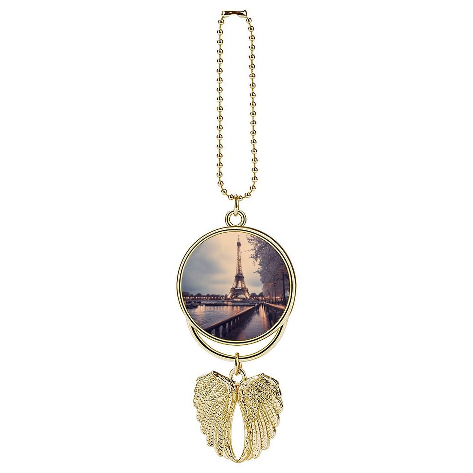 Eiffel Tower Winter Rainy Car Charm Alloy Car Rear View Mirrors Hanging Ornaments Stylish Car Pendant Funny Auto Hanging Accessories Car Hanging Ornaments Gift for Women Men