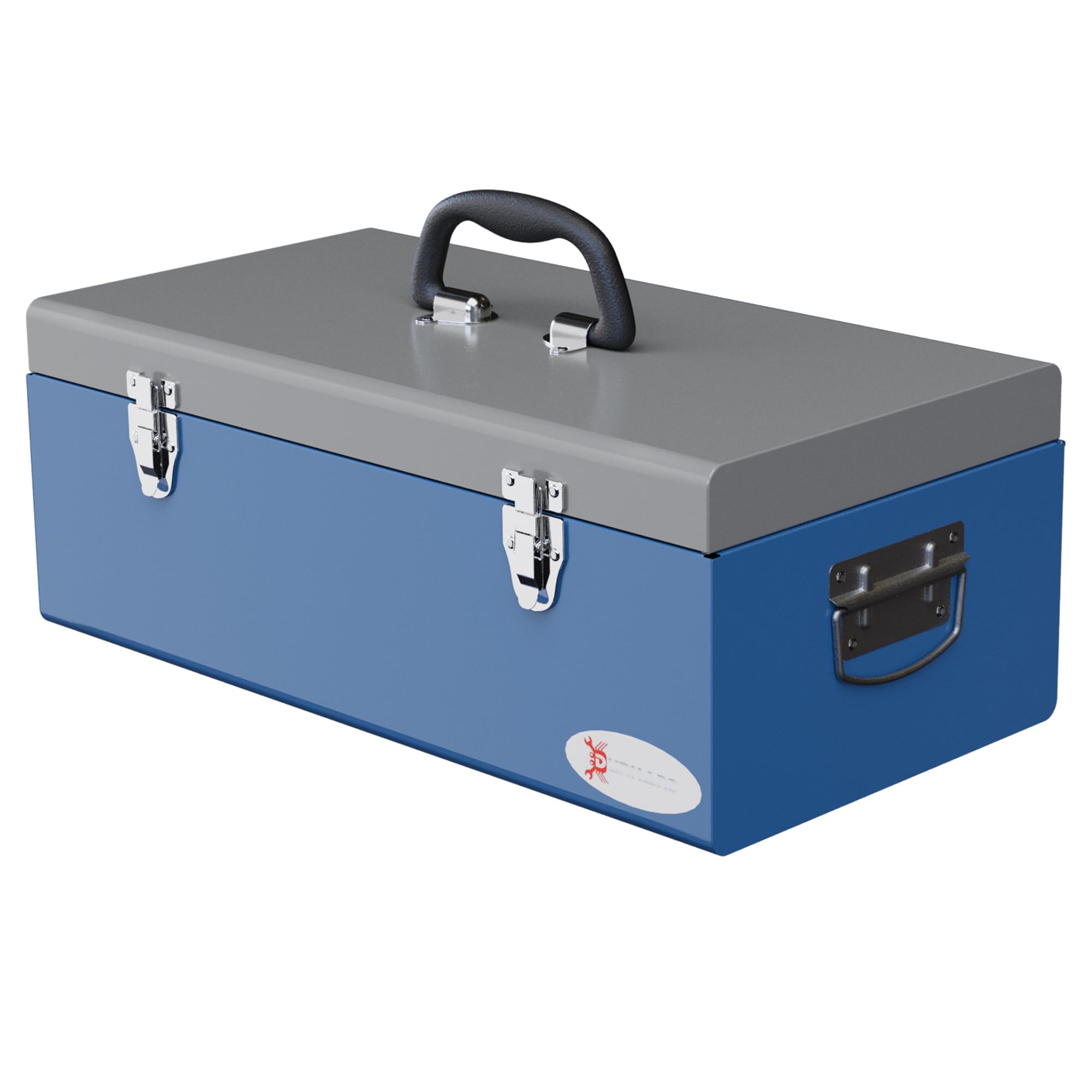 DURHAND Caja de Herramientas Metálica Maletín de Herramientas 50x26x18,5 cm con Asas de Transporte Carga 20 kg Gris y Azul