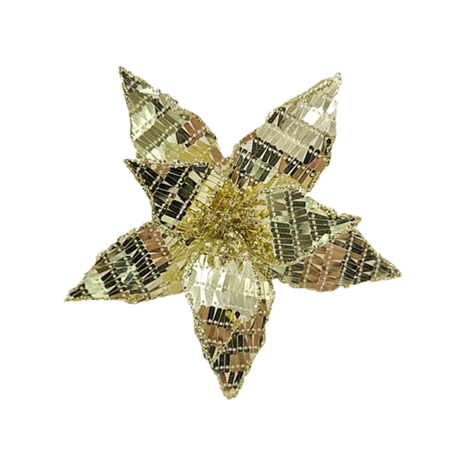 Kalttoy Gold Artificial Poinsettia Stems Christmas Tree Decoration For Wedding Holiday Party Centerpieces Vase Flower Arrangements Christmas Decorations