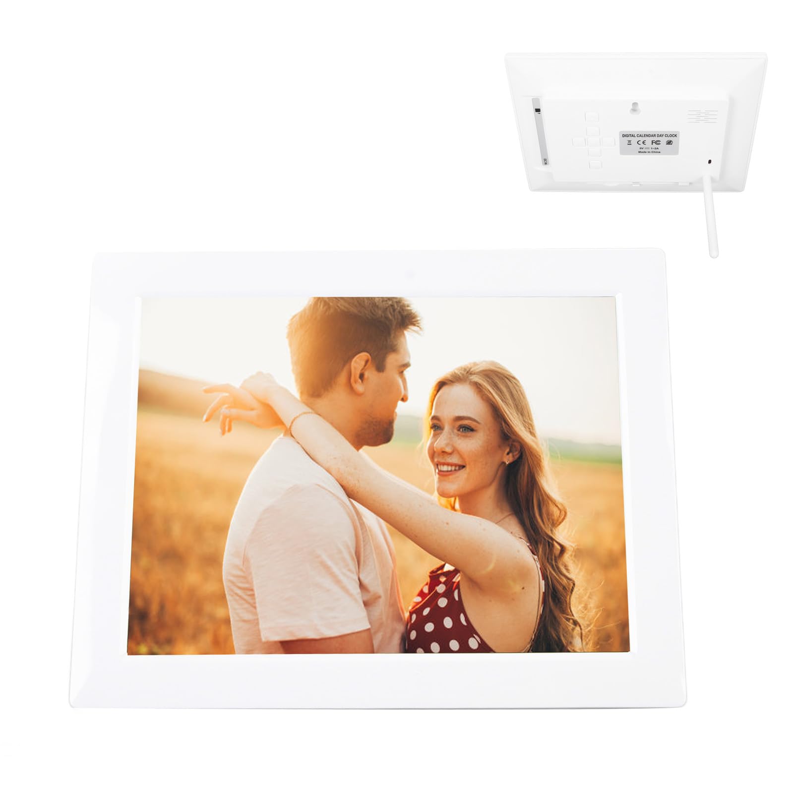 8 Zoll Digital Day Clock Mehrere Alarme Auto Dimming Digital Wall Calendar Clock für Senioren mit Demenz und Alzheimers ABS -Material (EU-Stecker)