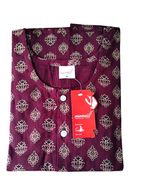 Image of MENMAII Women's [L-4XL] Full Open /Front Buttoned [a Kind of Adaptive Clothing] Multipurpose Nighty for Maternity /Pregnancy /Elderly /Patient /Feeding /Hospital Purpose Nighty Calf Length