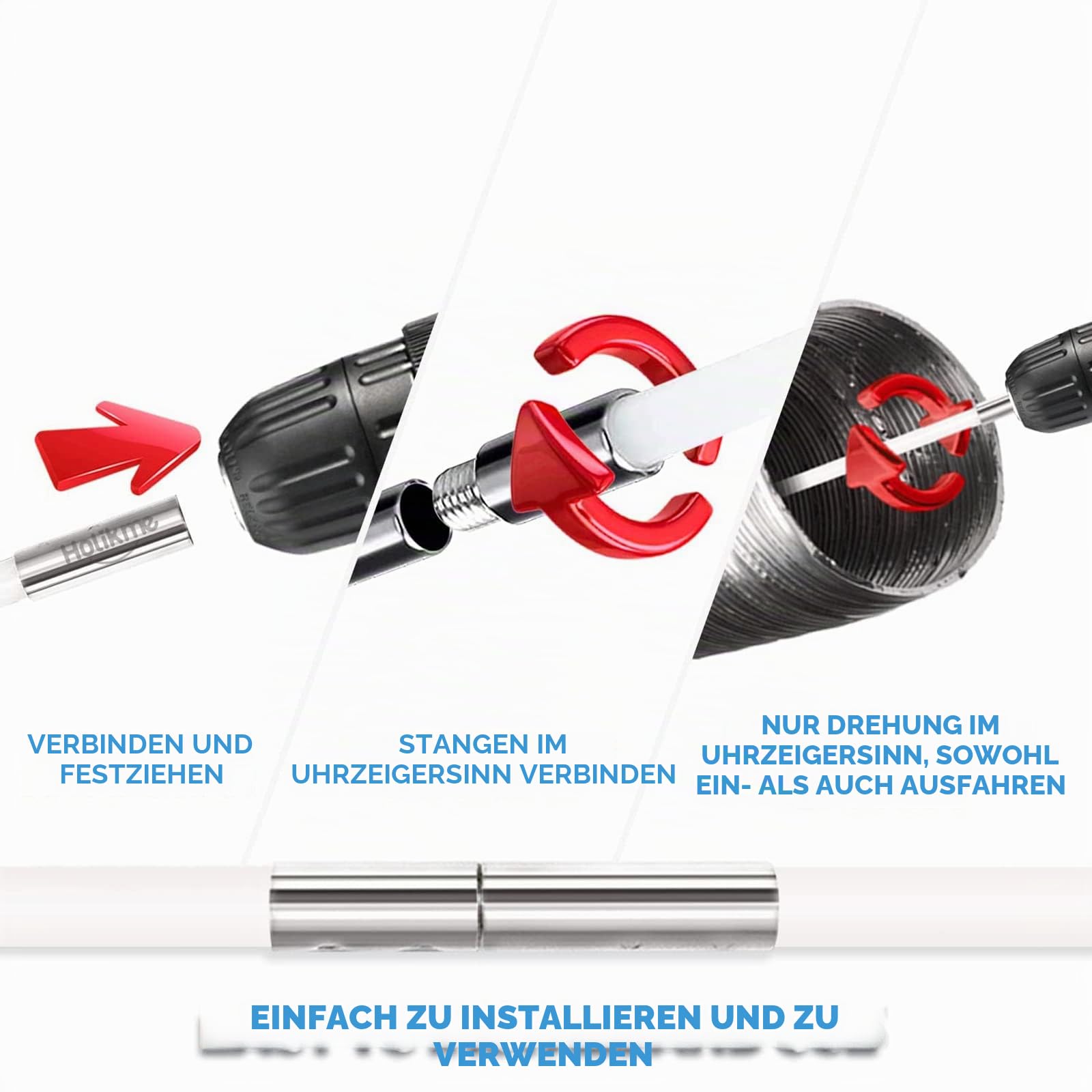 Kaminbürste Stange Set, Durchmesser 120mm, Kaminbürste enthält 12 Flexible Stangen 410mm und 2 Bürstenkopf Holzofen Kaminbürsten-Kit Kaminreinigungsstab Reinigungsbürste Trockenrohr Reinigungsbürste