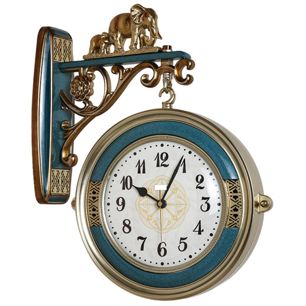 MYUYEE Farmhouse Vintage Clock Living Room Double-Sided Clock Mute Clock Retro Gallery Ative Wall Clocks for Bedroom Office,B-One Size (C-One Size)