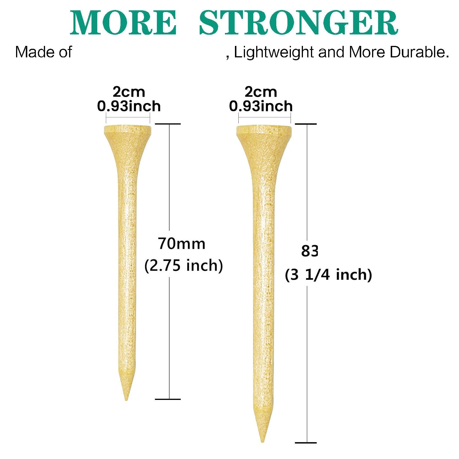 Premium-Golf-Tees, Golf-Tees, 1000/500/250 Stück, 2,75–3,25 Zoll, 7 x stärker als Holz, reduzieren Reibung