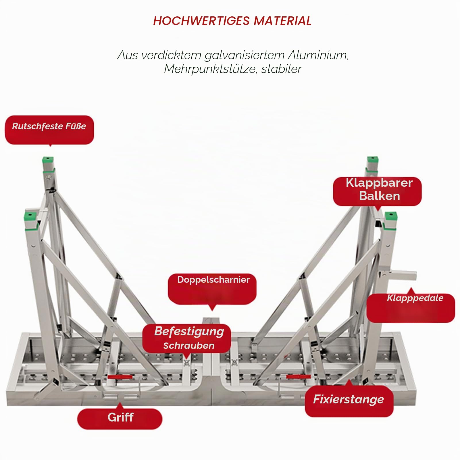 HIYOUGO Arbeitsplattform, Klappbare Tragbare Gerüst, Arbeitsgerüst