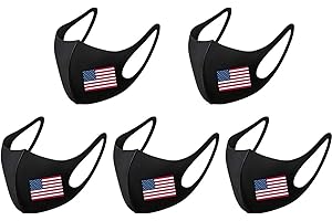 Patriotic American Flag Mask, 5-Pack USA Flag Printed Face Masks for Unisex