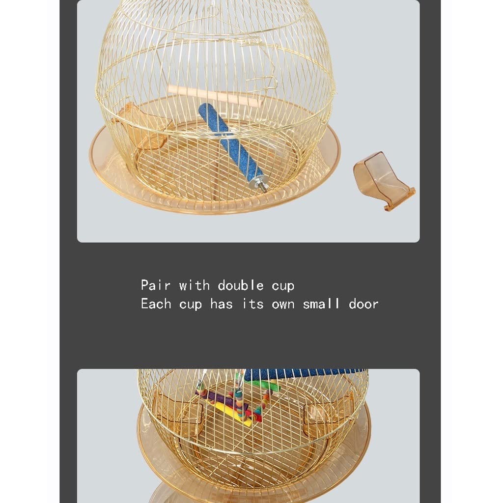 Vogelkäfig Voliere mit Käfig aus Tigerhaut, Vogelkäfig, rund, aus Metall, dekorativer Käfig, Eisen, Galvanik, Vogelkäfig, Zucht, Gold, tragbar und einfach aufzuhängen