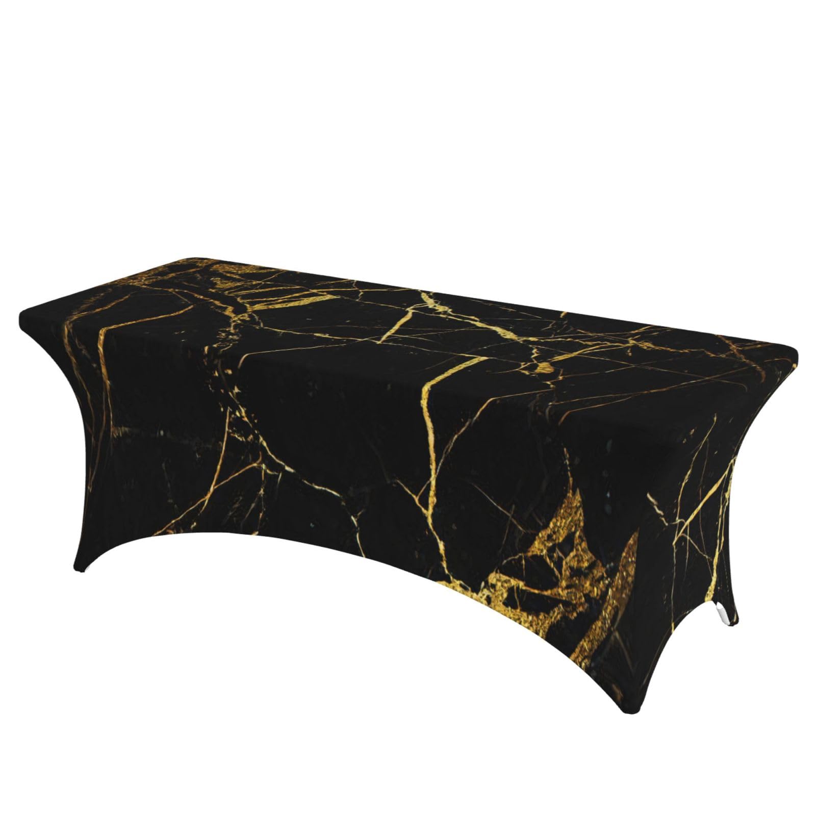 AYYQWE Black Marble Print Elastic Rectangular Tablecloth For Banquet Outdoor Picnics Office Table Cover