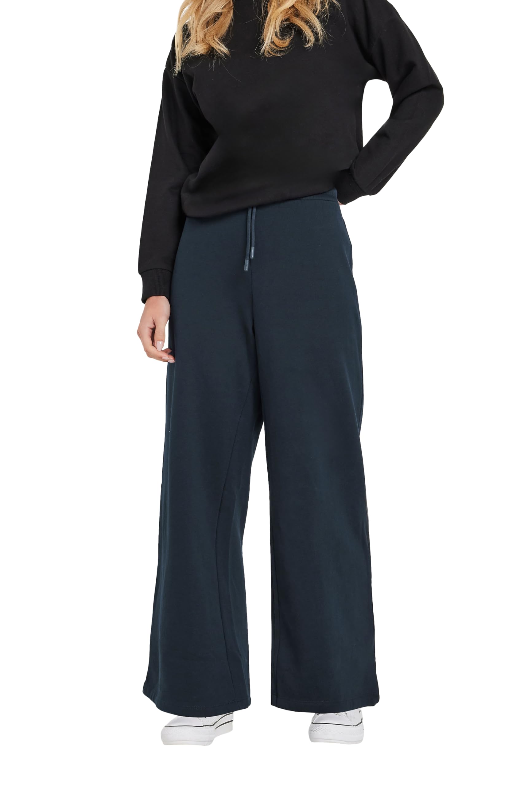 M&Co Women's Blue Petite Wide Leg Joggers In | Size: 10