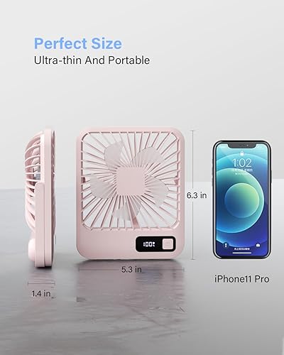 Miniatura 2 de PUREMED Ventiladores de escritorio USB de 6.5 pulgadas, ventiladores de mesa portátiles plegables de 180, 2000 mAh, funciona con pilas, pequeño