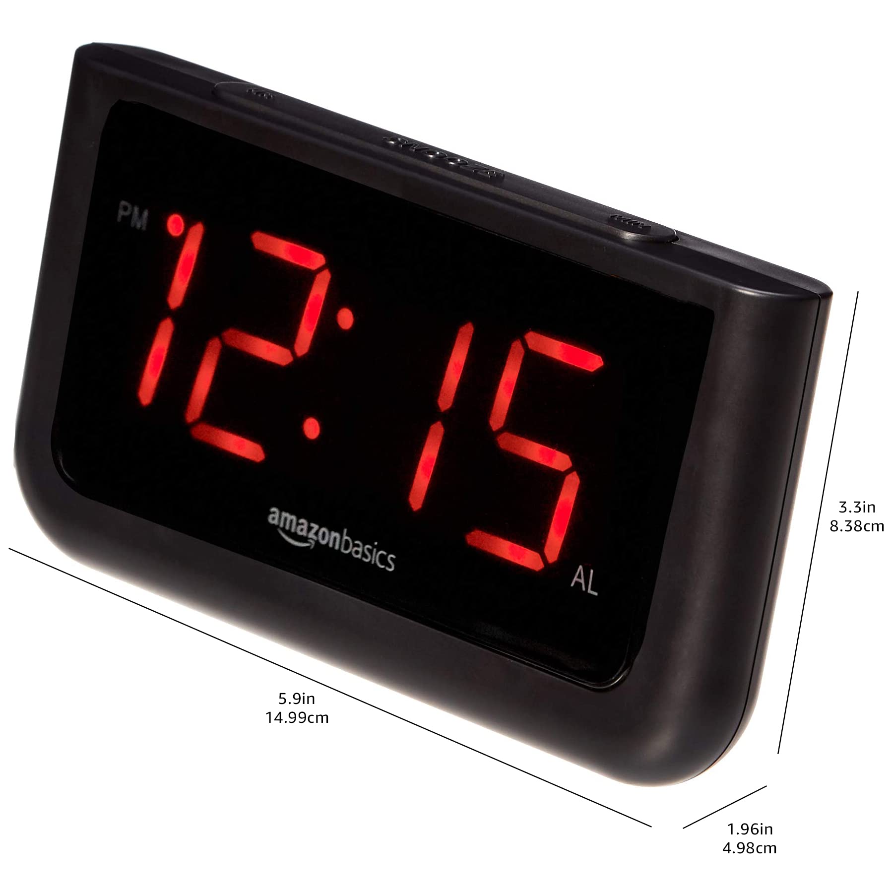 Amazon Basics Digital Alarm Clock, Large 1.4Inch Display with Battery