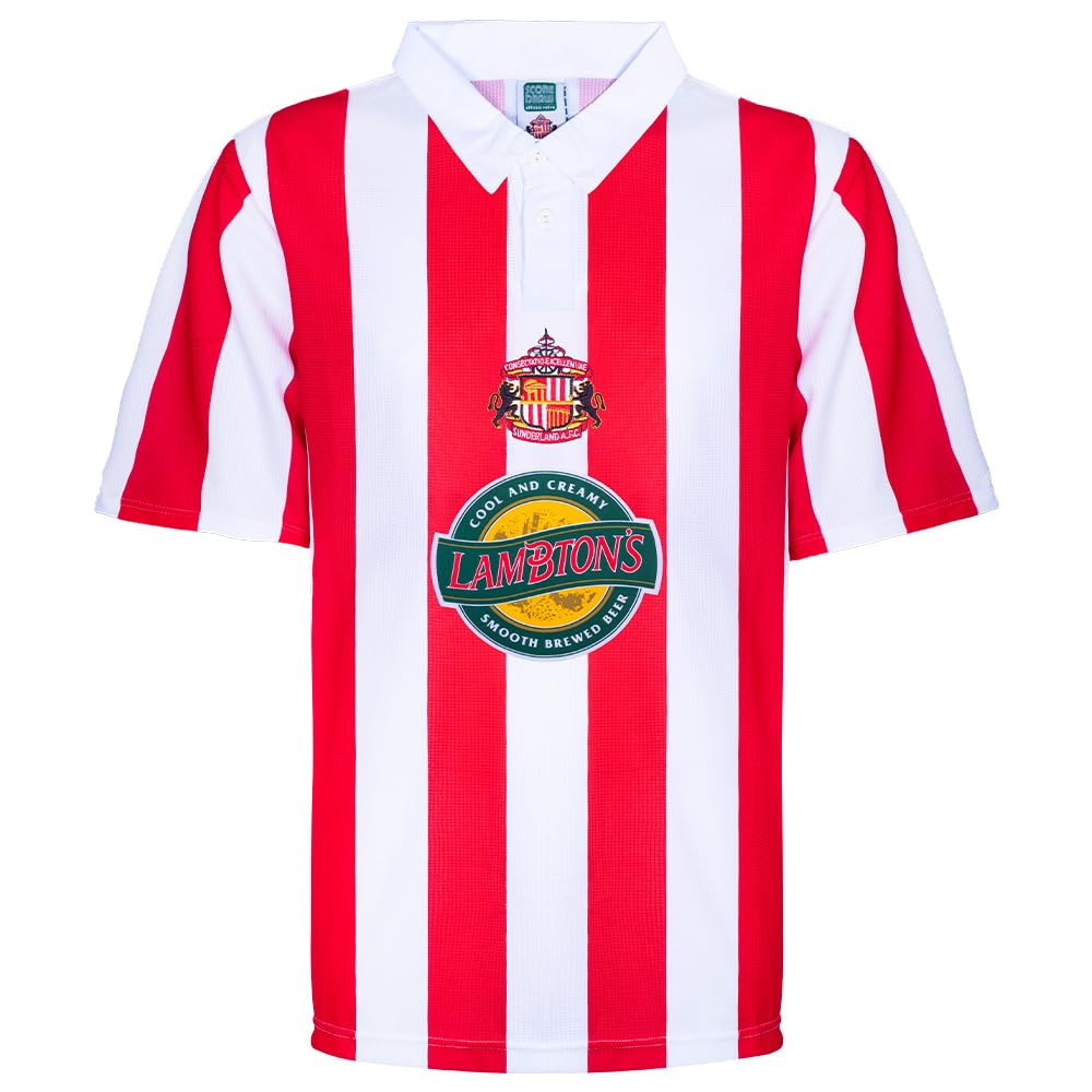 Score Draw Sunderland 1999 Retro Football Shirt Red/White XS Polyester