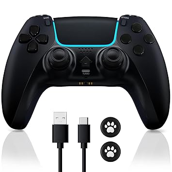 Wireless Controller for PS-4, BRHE Replacement Remote Gamepad Gaming Accessories Joystick Touch Pad/ Built-in Speaker with Type-C Cable for Playstation-4/Pro /Slim /PC (Midnight Black)