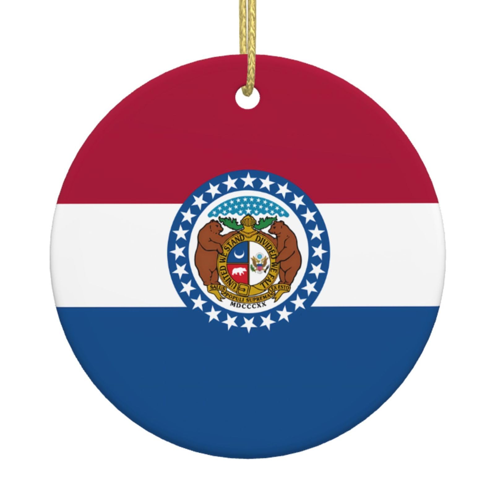 Missouri State Flag Printed Christmas Tree Ceramic Ornaments Holiday Decoration Christmas Unique Pendant for Christmas Party