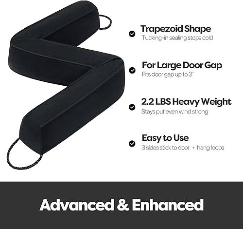 Miniatura 10 de Tope de puerta con peso, tope de corrientes de aire frío de 36 pulgadas para parte inferior de la puerta, aire frío debajo de la puerta, luz, ruido