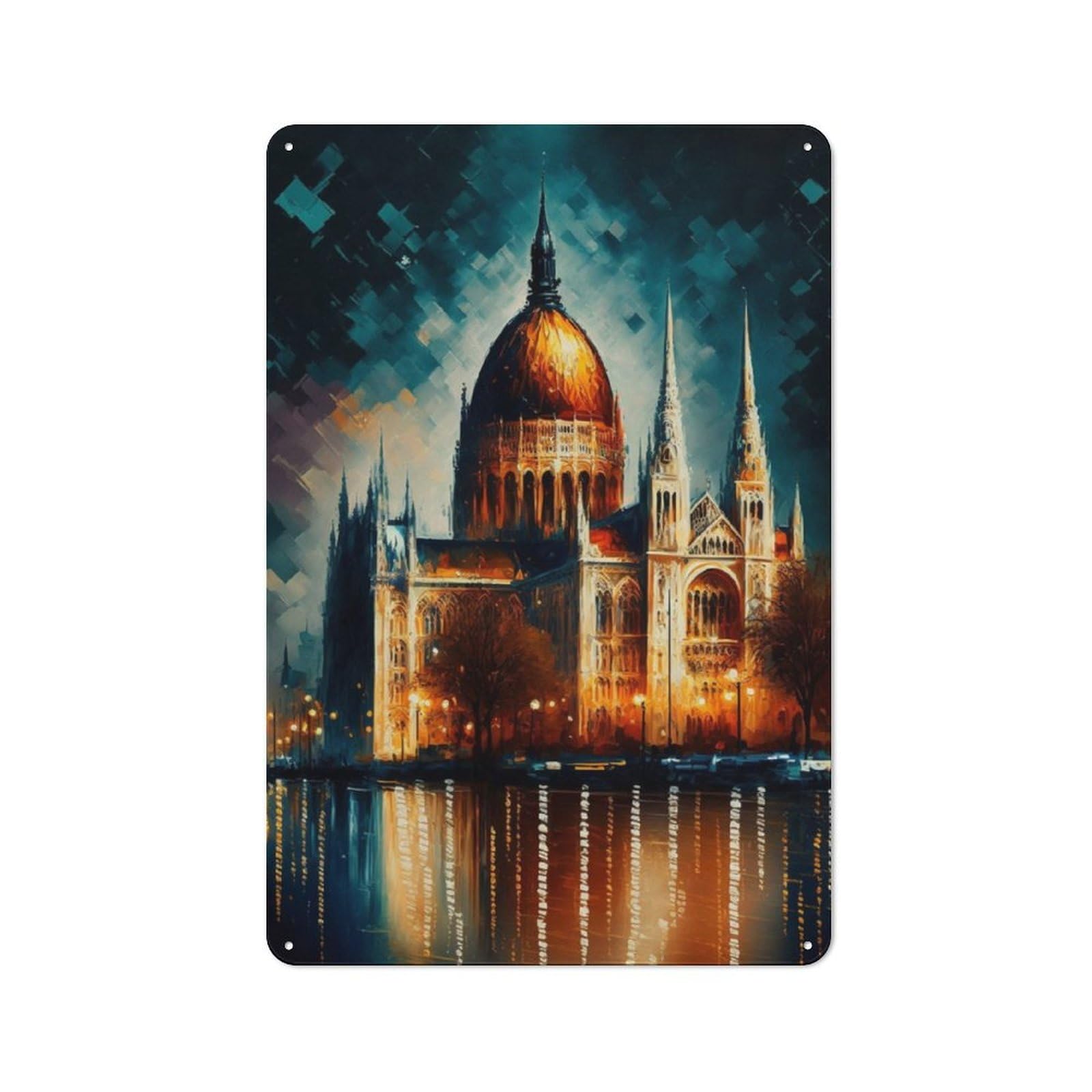 Junmoney Budapest In Color Metal Plaque 30X20cm With For Garage Wall, Vintage Decor, For Vintage Wall Decor Fans, For Metal Sign Collectors