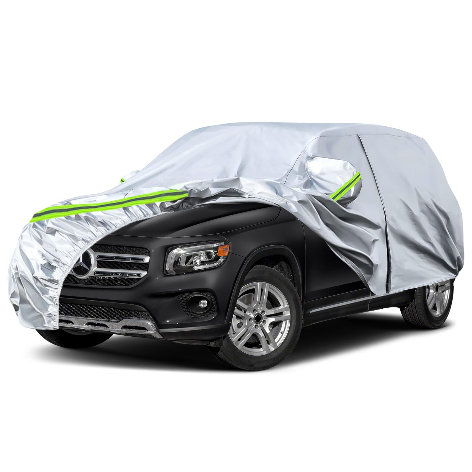 6 Layers Waterproof Car Covers Replace for 2019-2026 Mercedes-Benz GLB | All Weather Custom-fit Car Cover with Cotton Liner, Zipper Door &amp; Windproof Bands for Snow Rain Dust Hail Protection