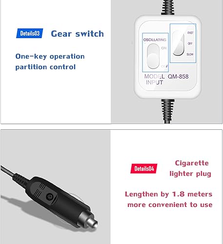 Miniatura 6 de Ventilador eléctrico HORV de 11 pulgadas de 12 V  24 V para coche, camión, hogar, oscilante, 2 velocidades, potentes y silenciosos ventiladores con