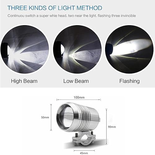 Miniatura 2 de 2 luces LED brillantes de trabajo auxiliar para motocicleta de 30 W + 2 interruptores de botón de encendido/apagado, universales para automóvil,