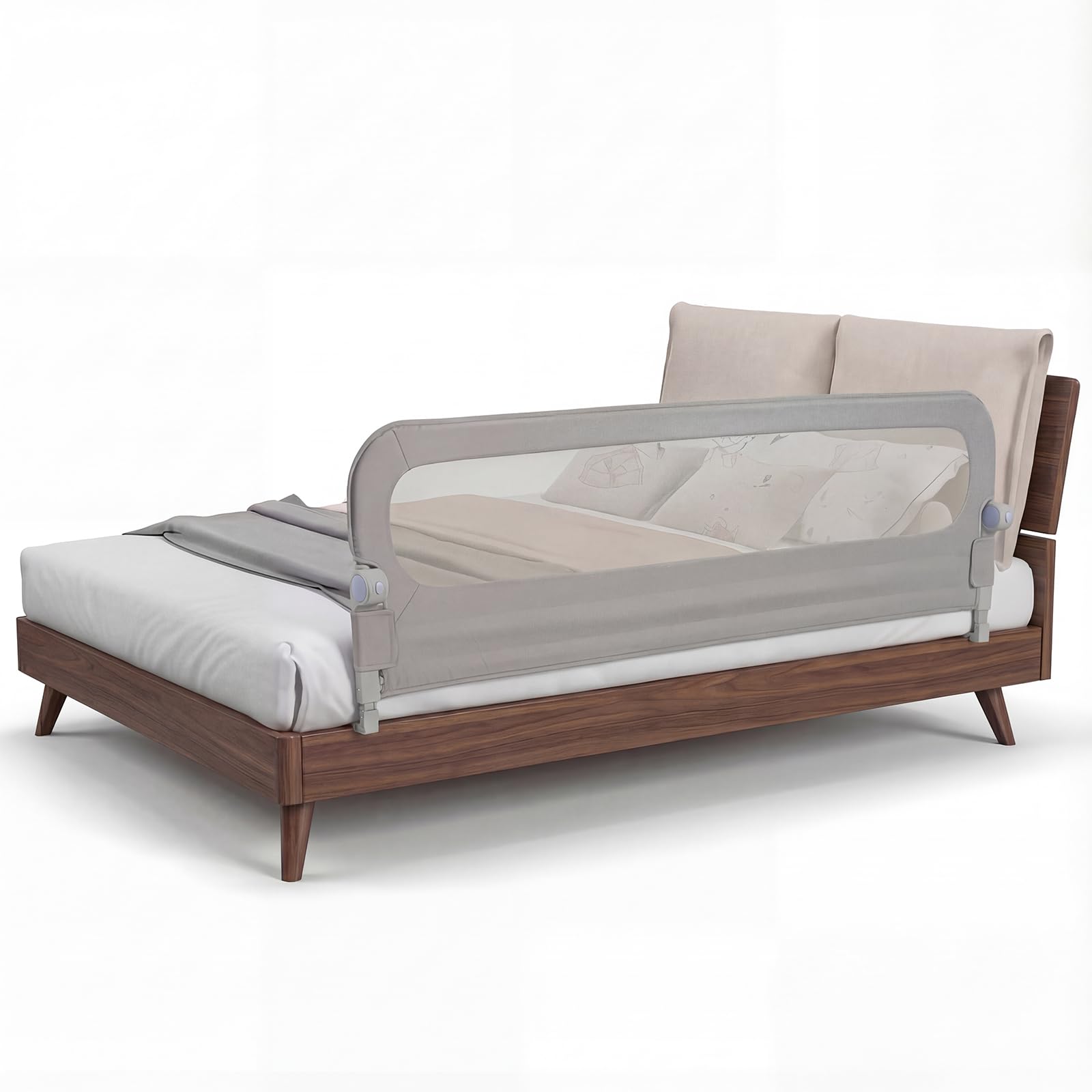 COSTWAY Sponda Letto per Bambini 80/120/150/180/200 cm, Barriera di Sicurezza per Neonati, Altezza Regolabile a 3 Livelli, Barriera Letto Pieghevole, con Cinghia di Sicurezza (200 cm,Grigio)