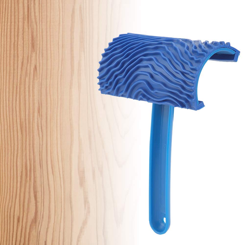 Verfroller houtnerf houtnerf blauw met handvat wanddecoratie gereedschap wanddecoratie DIY
