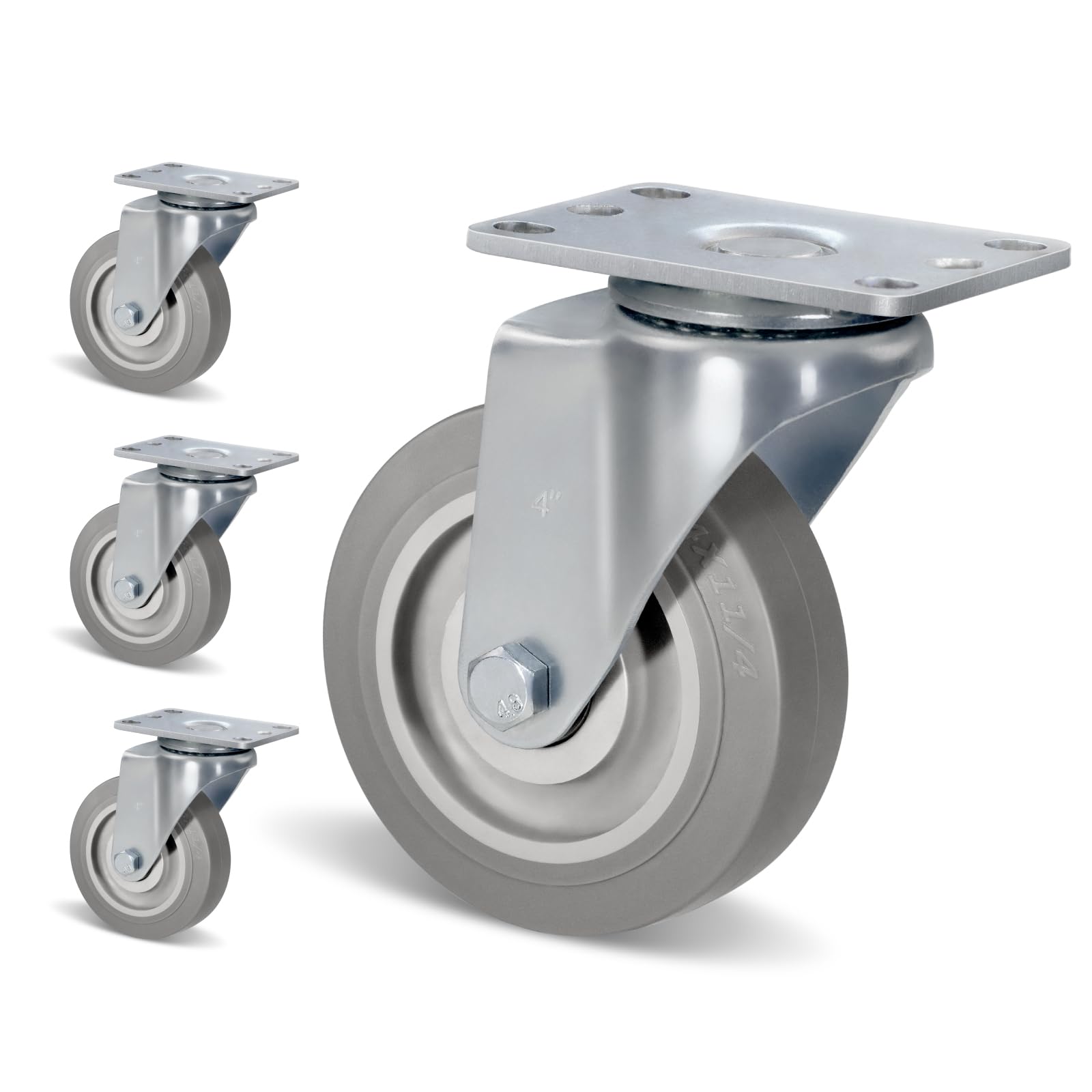CWfutureparts 4 Inch Casters Set of 4 Heavy Duty Caster Wheels with Swivel 1200Lbs ，Rubber Wheel Silent Castor Industrial Plate Casters Wheels for Cart Furniture Workbench（4 Swivel） (B0CKX12PYK) Amazon Price History, Amazon Price Tracker