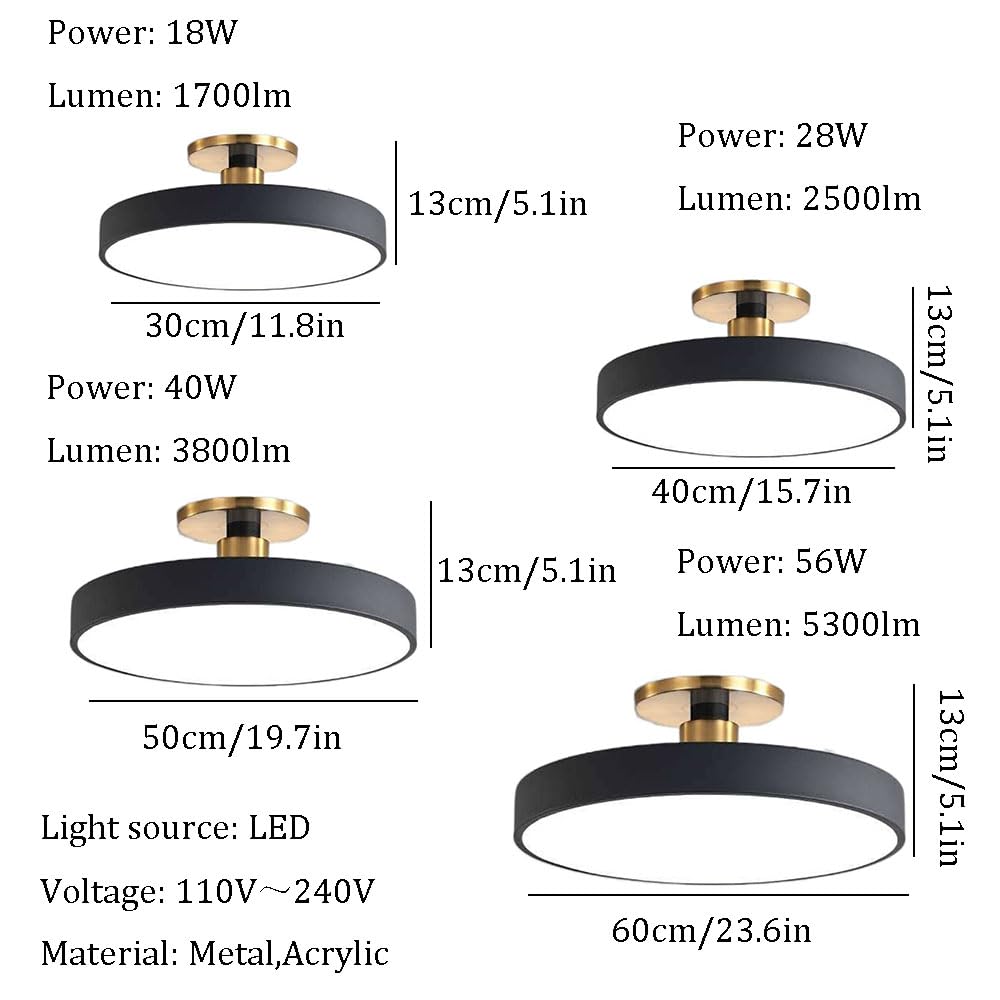 RCIDOS Okrągły Klosz Lampy Macaron LED Żyrandol Do Sypialni, 3 Kolory, Ściemnialny Lampa Sufitowa W Stylu Skandynawskim Do Jadalni, Kuchni, Gabinetu, Salonu