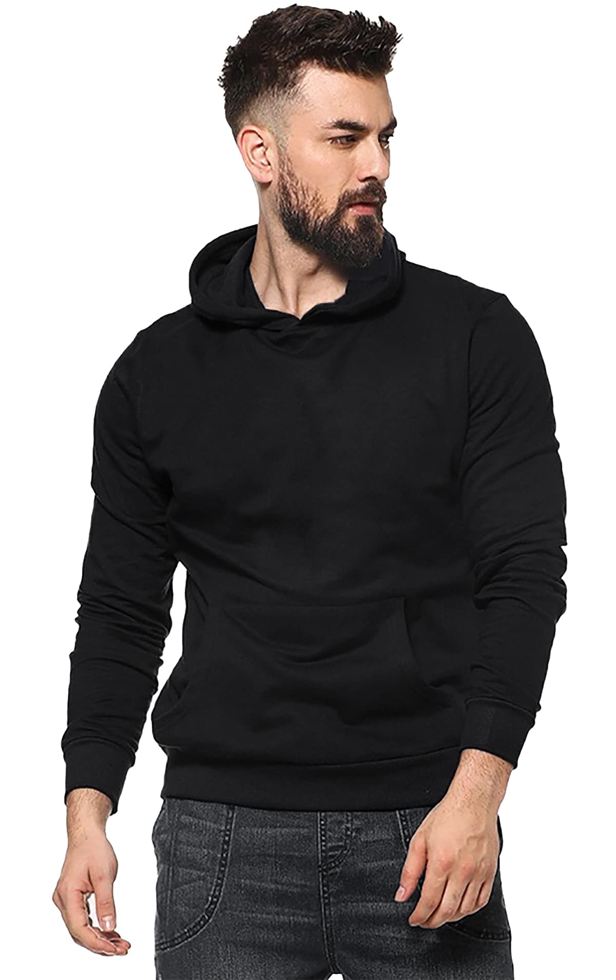 Stylist Men's Loopknit Full Sleeve Hooded High Neck Sweatshirt