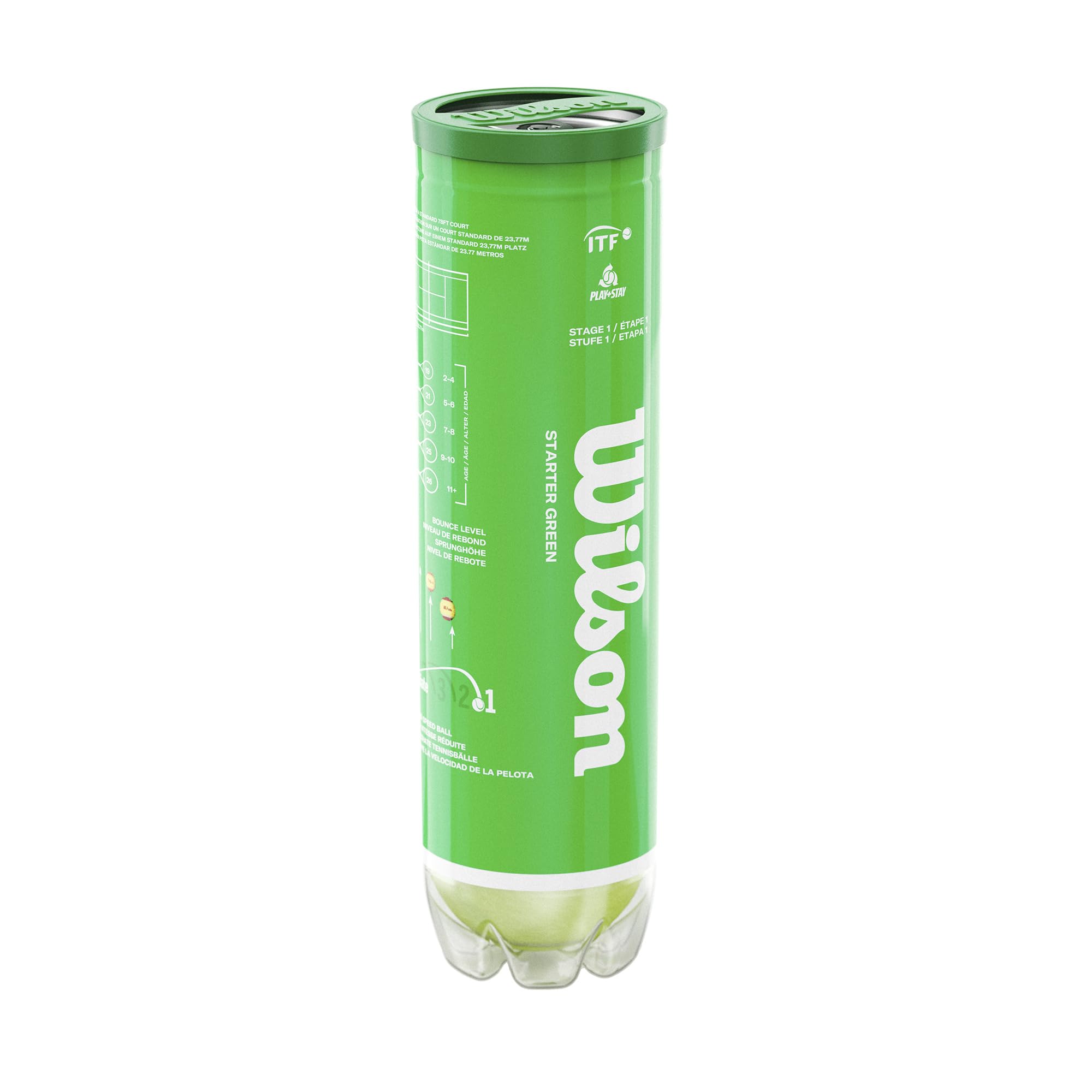 Wilson Balles de Tennis Starter Play Green Boîte de 4 Jaune WRT137400