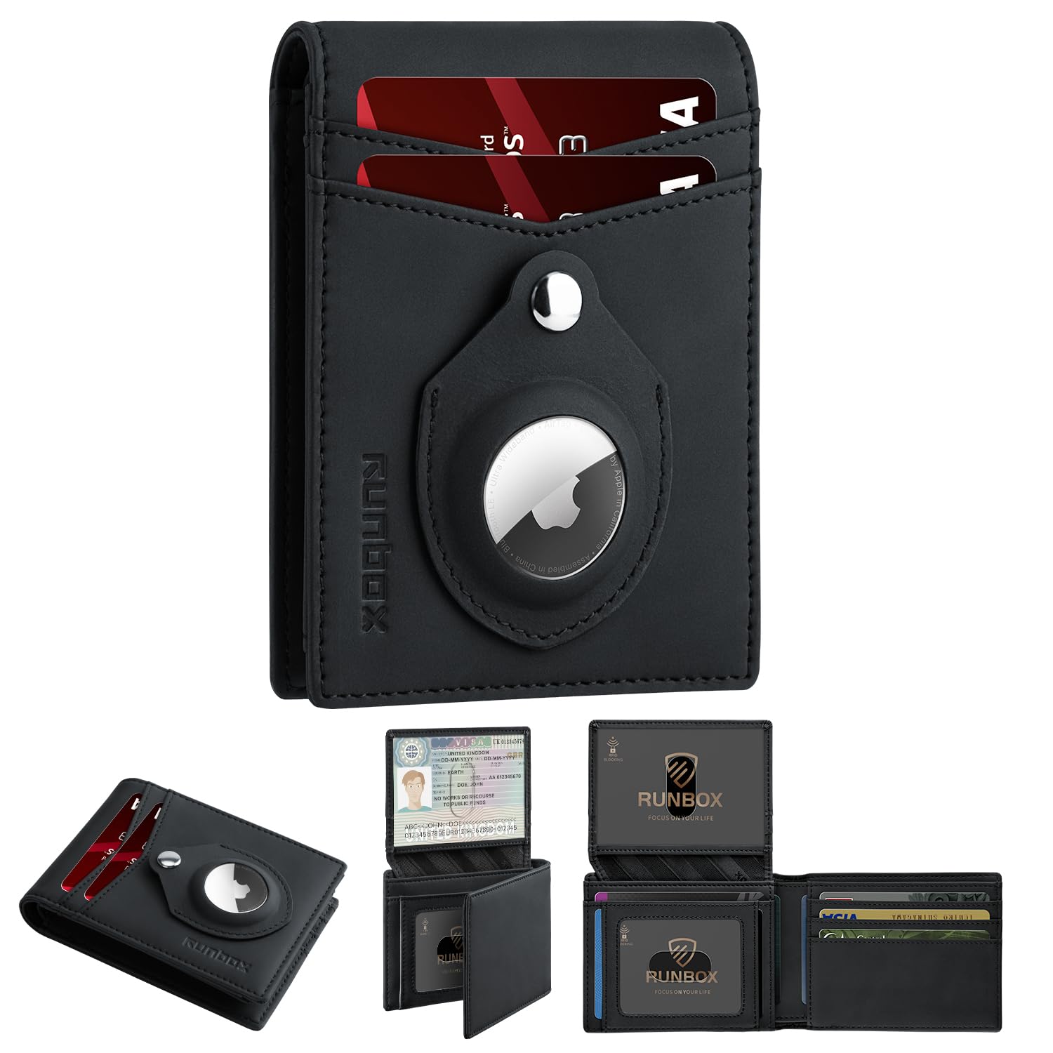 RUNBOX Wallet for Men -Slim Rfid Leather Mens Bifold Wallets 2 ID Window With Gift Box Men's Accessories