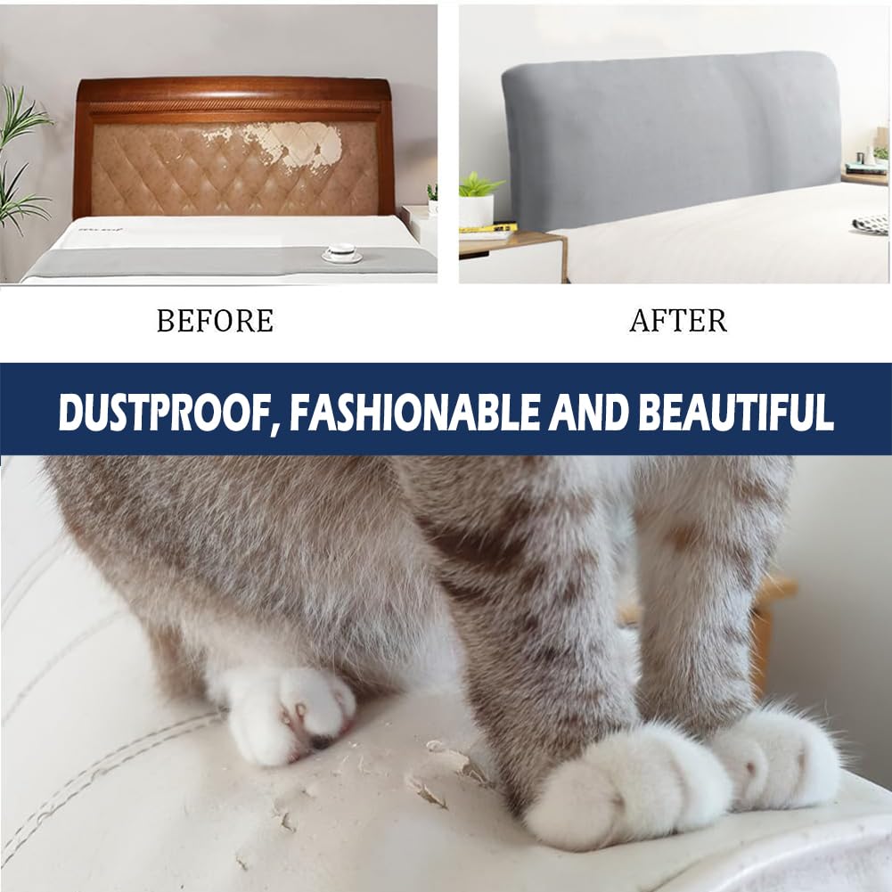 Nordische Volltonfarbe Bett Kopfteil Bezug, Weicher Strecken Bett Kopfteil Hussen, Staubdicht Bettkopfteil Husse, Verdickt All-Inclusive Bettkopfteil Bezug für Schlafzimmer (200cm,Beige)