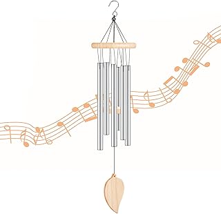 iTGOOS Wind Chime, Wind Chimes Outdoor 6 Aluminium Alloy Tubes Wind Chimes Outdoor Garden & Indoor Wind Chime Metal Wind Chimes with Wood (Silver)
