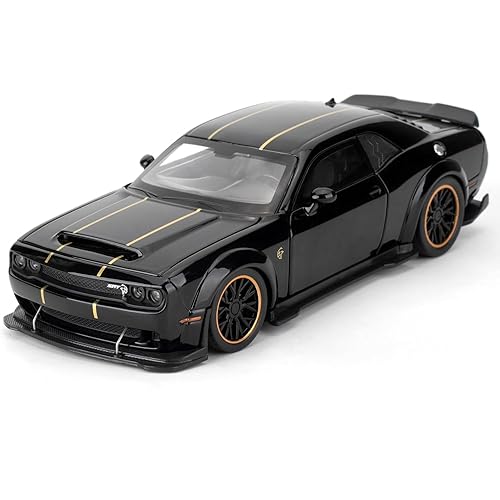 Toy Cars 1:32 Compatible for Dodge Challenger SRT Hellcat Model Cars, Pull Back Die-cast Vehicles, Collectible Cars with Sounds＆Lights for Kids Boys Girls and Adults, Gift Black