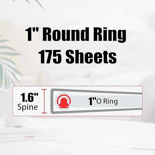 Miniatura 2 de EYROZILL - Carpeta de 3 anillos de 1 pulgada para papel de tamaño carta 11 x 85 pulgadas con separadores de 5 pestañas bonitas carpetas de tres