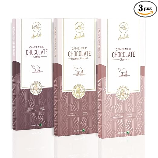 Aadvik Camel Milk Chocolate | Assorted Classic, Roasted Almonds and Coffee 210gms