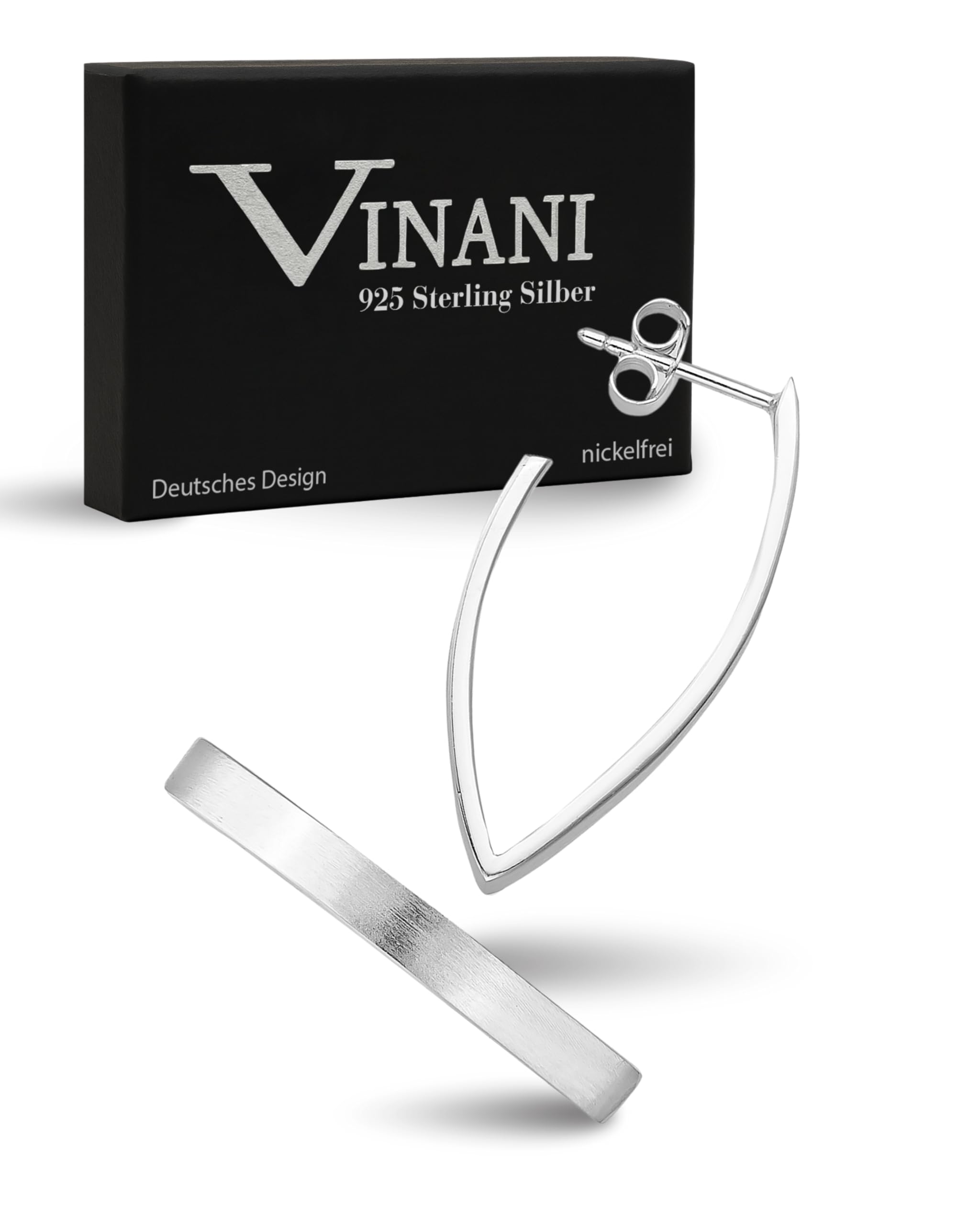 VINANI Klapp-Creolen aus 925 Sterling Silber I Nickelfreie Ohrringe für Damen I Mattierte Oberfläche mit Anlaufschutz I Allergikerfreundlich I Handarbeit in Juweliersqualität I CNX