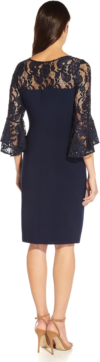 Adrianna Papell Womens Bell Sleeve Jersey Drape Dress - Image 3