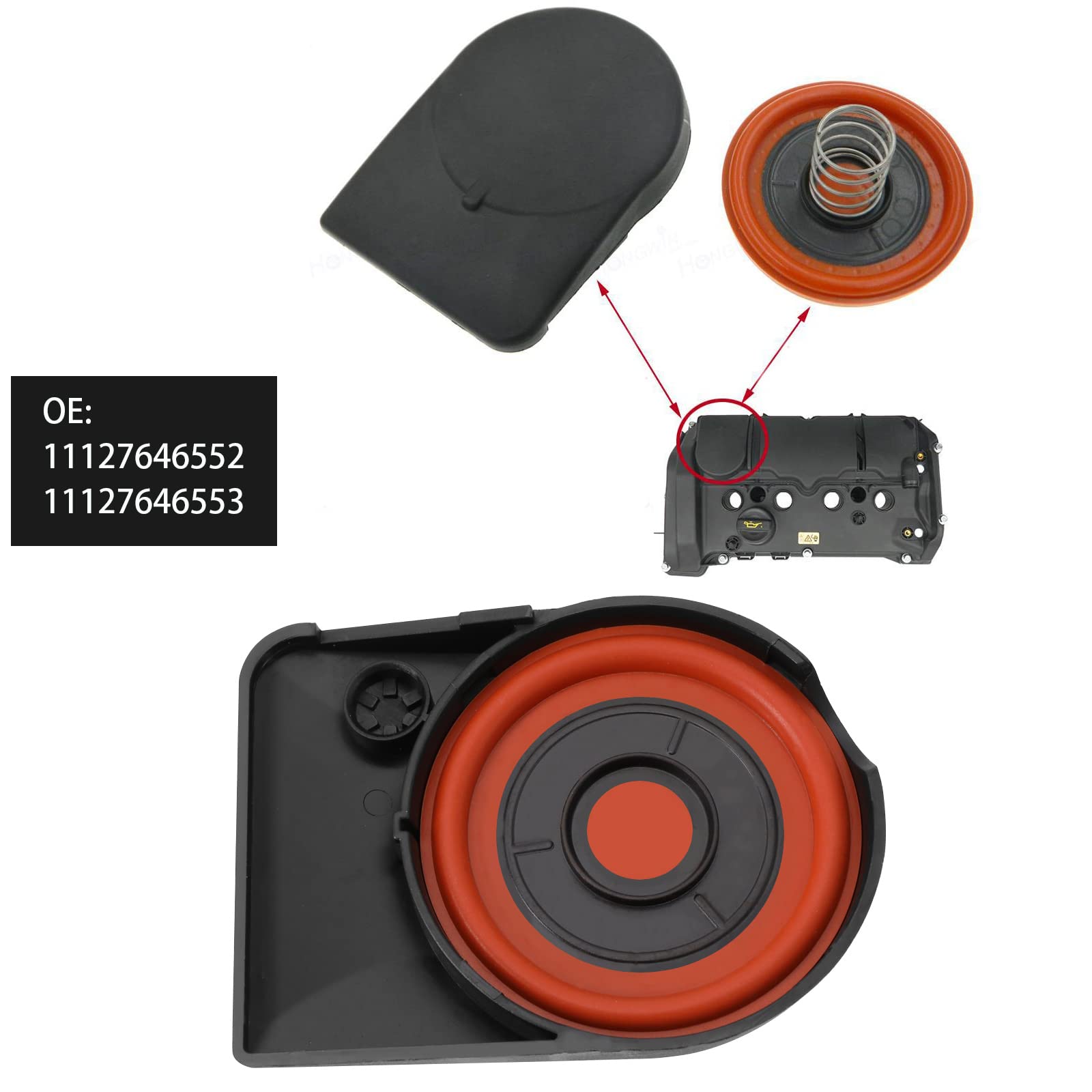OTOTEC Pokrywa zaworu PCV 11127646552 11127646553 11127603390 kompatybilna z serią 1 F20 F21 Hatchback 3 Series F30 F35 F80 czapka głowicy cylindra sedan