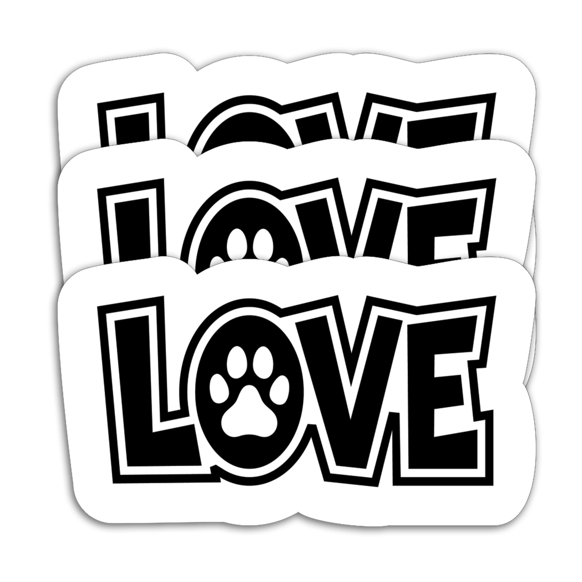 (3PCS) Love Dog Sticker Decals Pet Lovers Dog Paw Stickers, Waterproof Vinyl Decal Decor Books Laptops Tumblers Water Bottles, Size 3" x 1.7" Inches