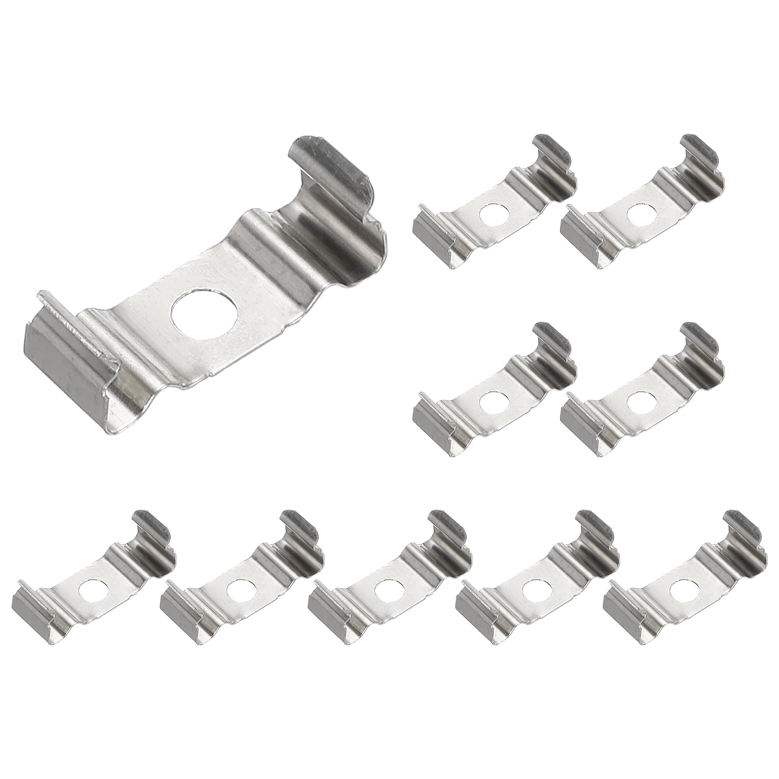 sourcing map 45 Pcs T5 Clips Bracket Hanger for LED Light Bulbs 1"x0.35"x0.3" One-Piece LED Fluorescent Tube Replacement Mounting Accessories with Screw for Lamp Holder Support Pipe, Silver