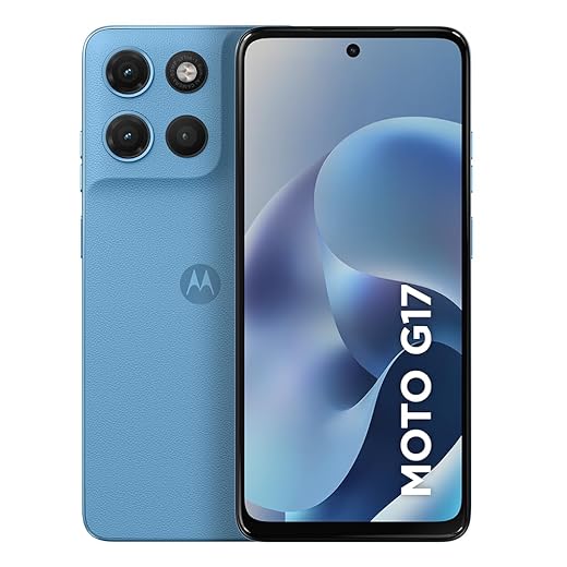 Smartphone Motorola Moto G17 4G - 128GB 12GB (4GB RAM + 8GB RAM Boost) camera 50MP Sony Lytia 600, tela FHD+ 60hz, bateria 5200 mAh - Azul Claro