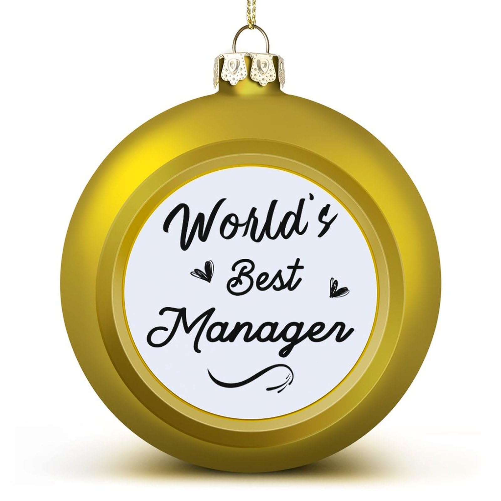 Yelolyio Golden Manager Gift Christmas Balls Ornaments Christmas World's Best Manager Hanging Ball Decorative For Christmas Trees,Holiday Party New Year Gift
