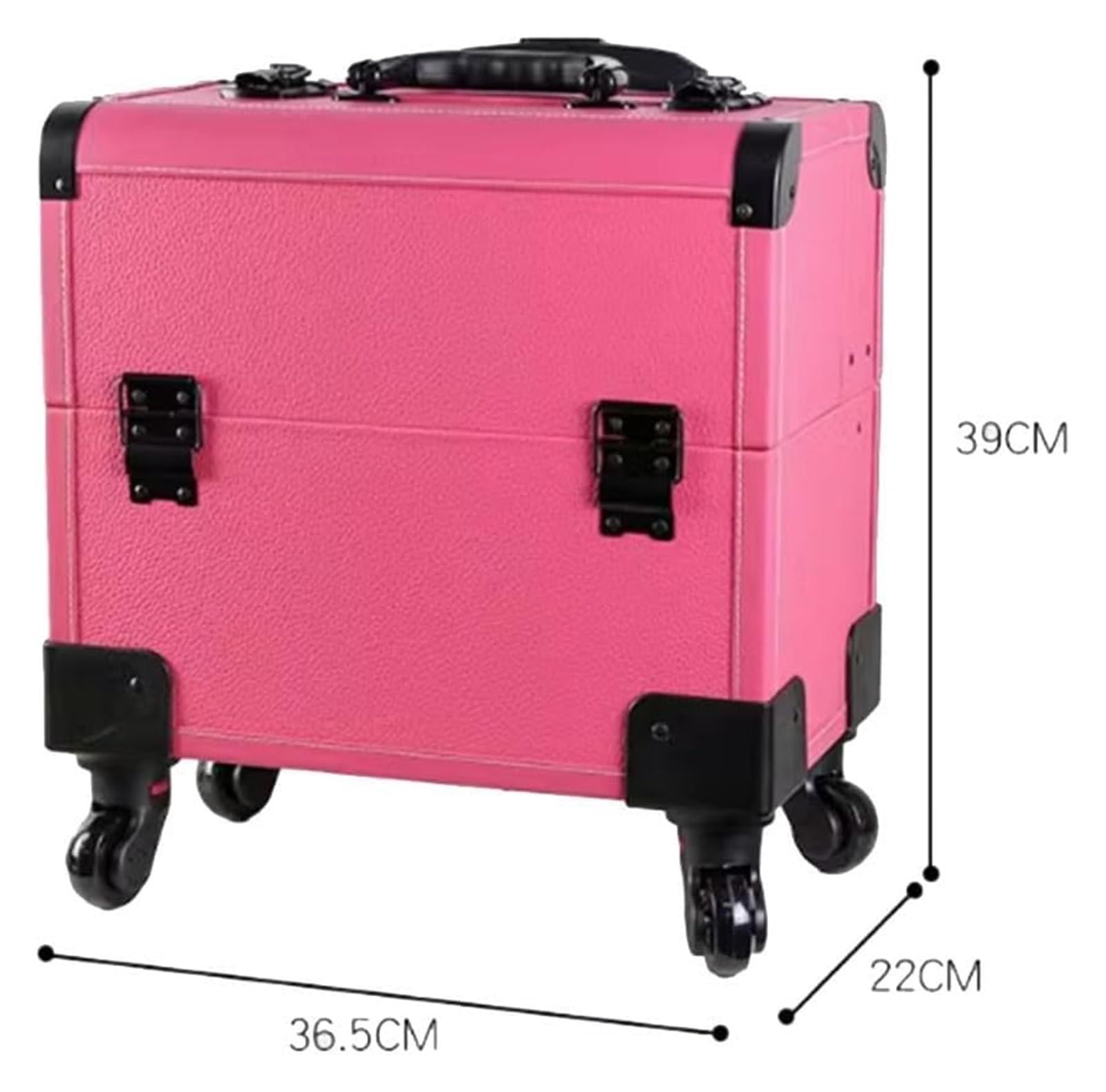 Make-up-Trolley, Rollkoffer für den Kosmetik-Zug, Beauty-Reisekoffer, Reise-Kosmetik-Aufbewahrungstrolley, Spinner-Räder, einziehbarer Griff (Pink, 36,5 x 22 x 39 cm)