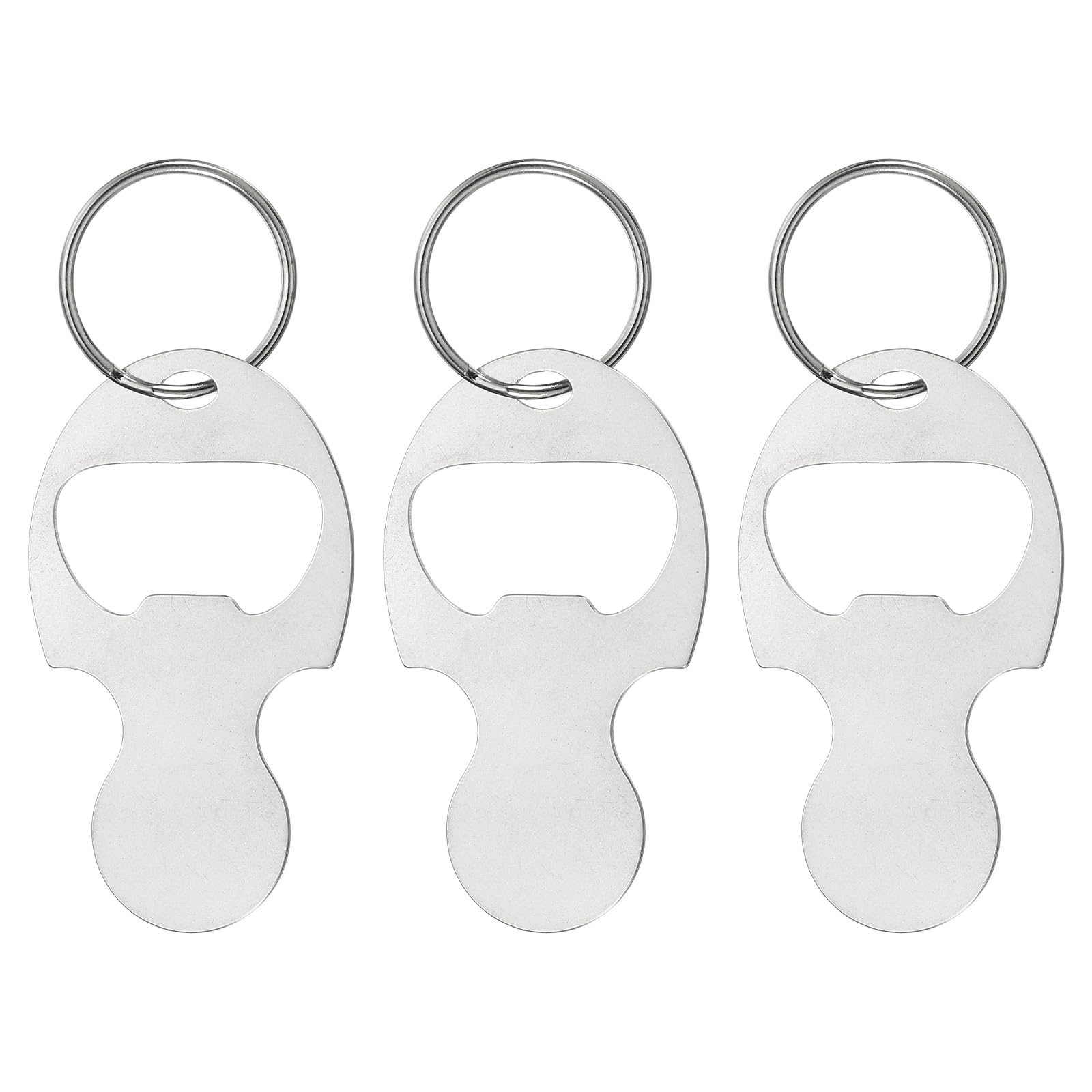 PATIKIL Shopping Trolley Token Key Ring, 3 Pack 2.4 Inch Stainless Steel Cart Remover Unlock Release Keychain for Grocery Shopping Cart, Silver Tone