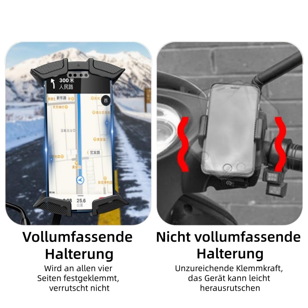 MEIION beyerwerk velogrip Fahrrad handyhalterung mit 360°Drehung & Einhandbedienung,Verstellbare, für Rückspiegel & Motorrad Lenker