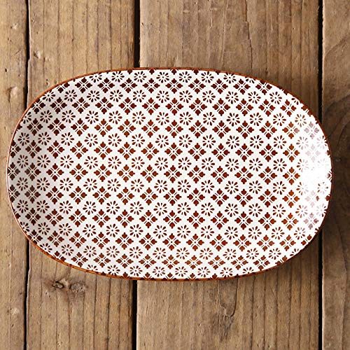 Plat à poisson céramique 10 pouces plateau ovale table fleur rouge