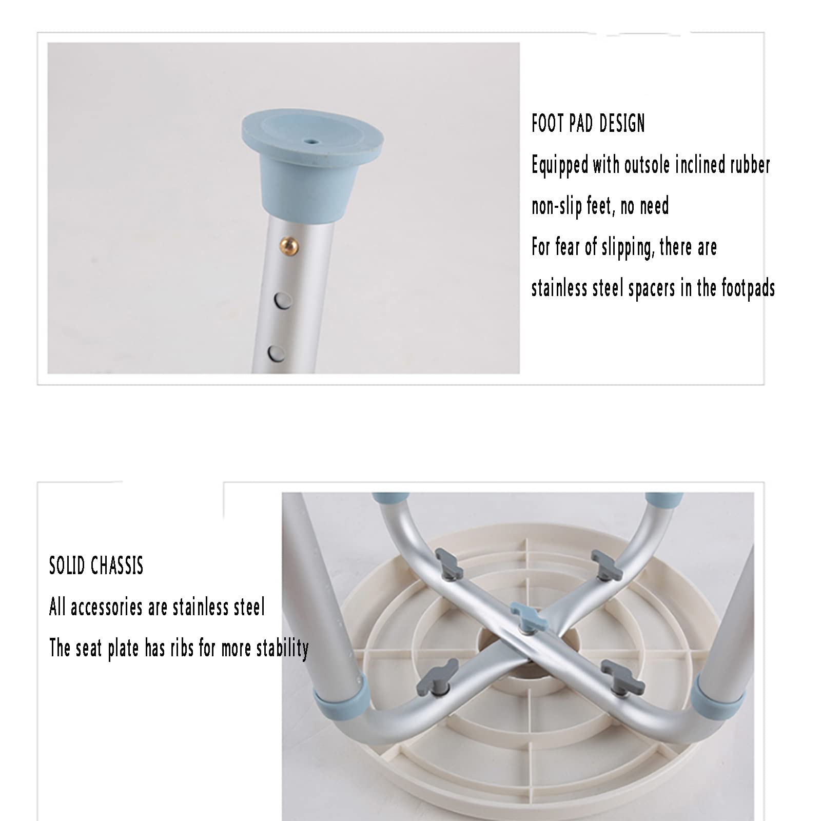Asiento de Ducha, Silla de Ducha Redonda giratoria de 360 ​​°, Asientos de Ducha de bañera Ajustables en Altura de 7 Posiciones, para Ancianos, Mujeres Embarazadas, discapacitados