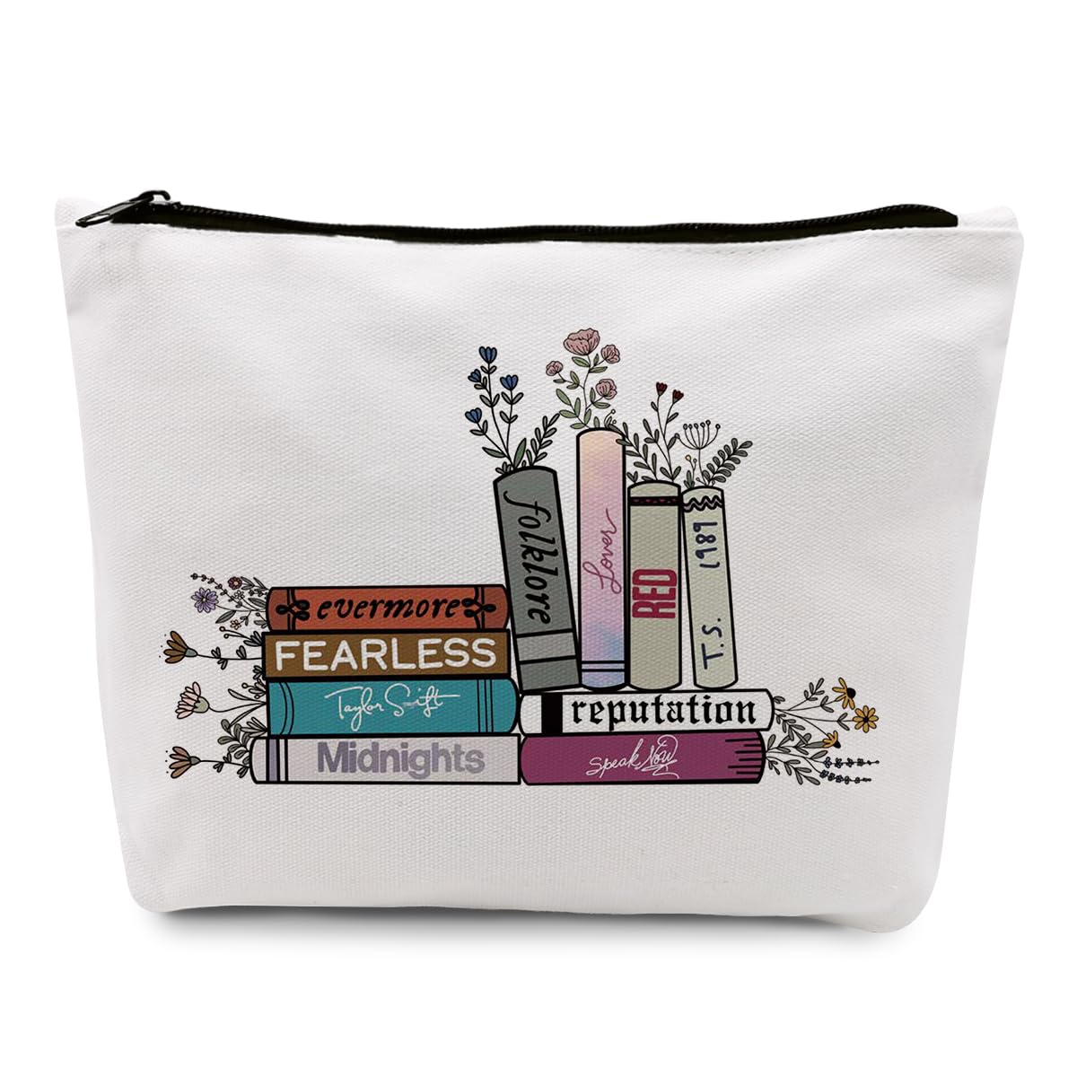 Make-up-Tasche Mit Songtext-Print – 24,6x17,8 Cm, Aus Baumwolle, Mit Reißverschluss, Für Reisen & Alltag